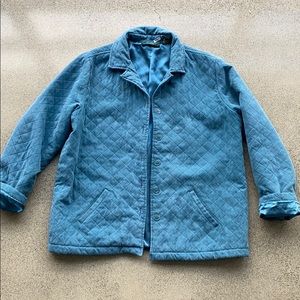 Vintage teal quilted jacket. Lemon Grass Studios